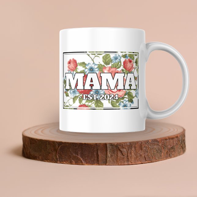 Mamma Anpassningsbar Blommigt Mugg - gåvor till Ma (Gifts for Mom - Custom Floral Mama Name and Year Mug)
