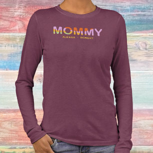 Mamma Anpassningsbar Kids Namn Retro Färg minimali T Shirt