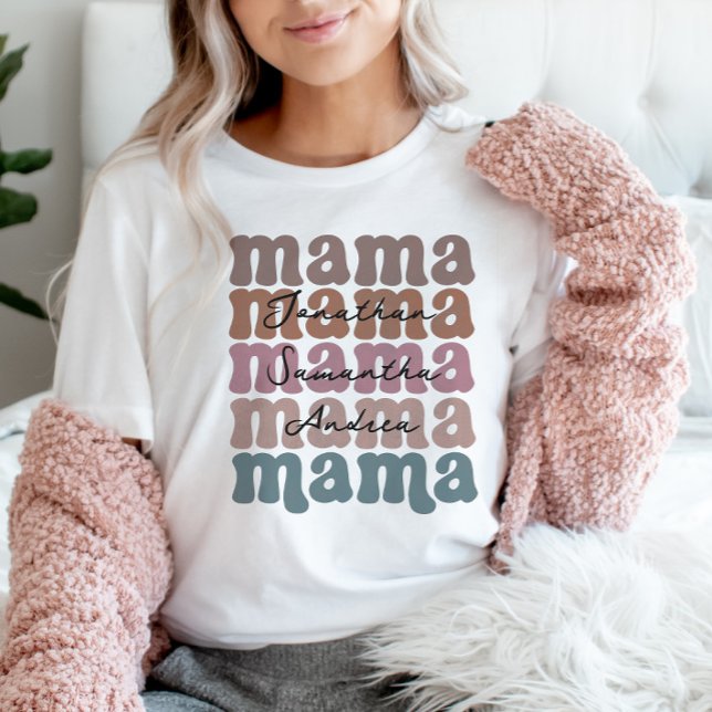 Mamma Anpassningsbar Kids Namn Retro T Shirt (Skapare uppladdad)