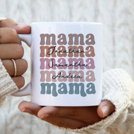 Mamma Anpassningsbar Kids Namn Retro Två-Tonad Mugg