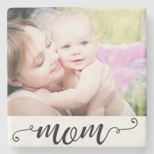 Mamma Anpassningsbar Photo Gift Mors dag Calligrap Stenunderlägg