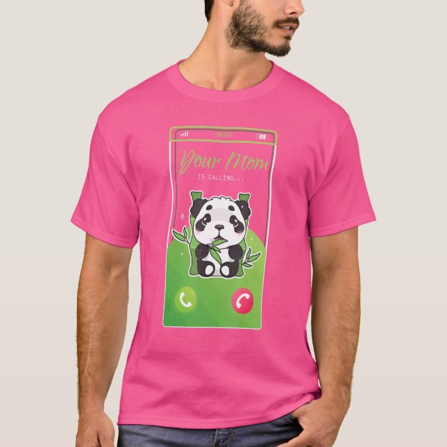 Mamma anropar Panda Bear Mobile Income Cal T Shirt (Framsida)