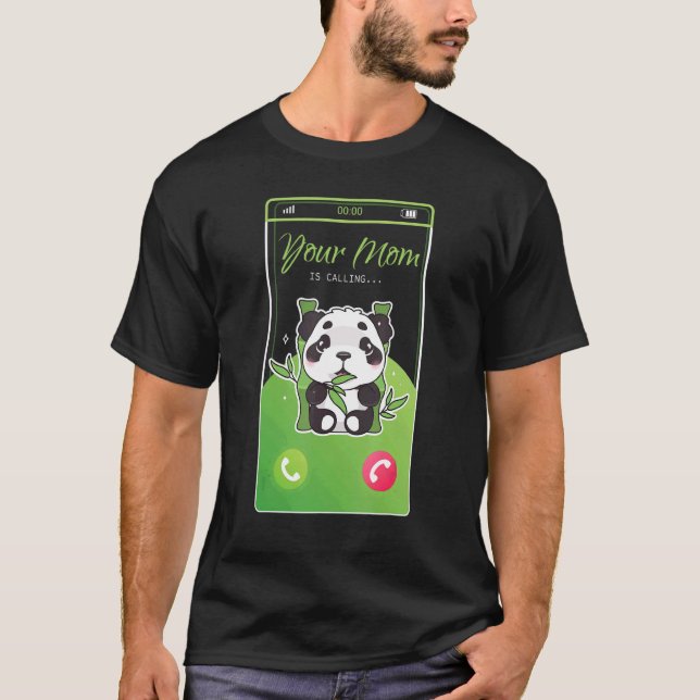 Mamma anropar Panda Bear Mobile Income Cal T Shirt (Framsida)