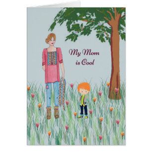 Mamma är Coola Birthday Card från Young Son Hälsningskort