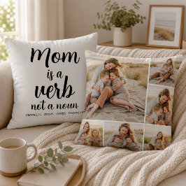 Mamma är ett verb Svart Script Sex Foto Collage Kudde
