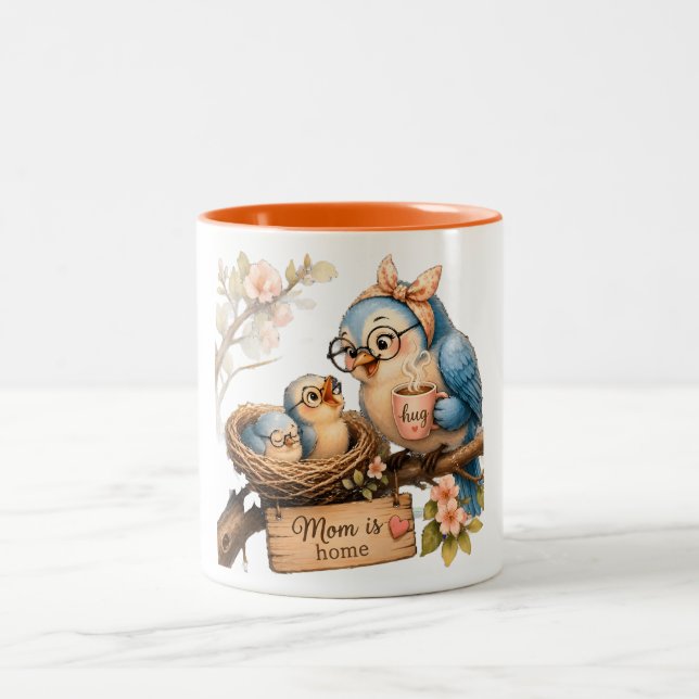Mamma är hemma Söt Fågel Kaffe Mugg för Mamma (Center)