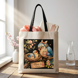 Mamma är hemma Svart Budget Shopperpresent Tygkasse