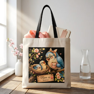 Mamma är hemma Svart Budget Shopperpresent Tygkasse