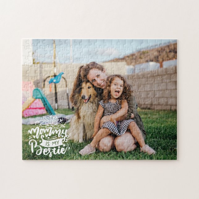 Mamma är min Bestie Photo Quote Lettering Overlay Pussel (Horisontell)