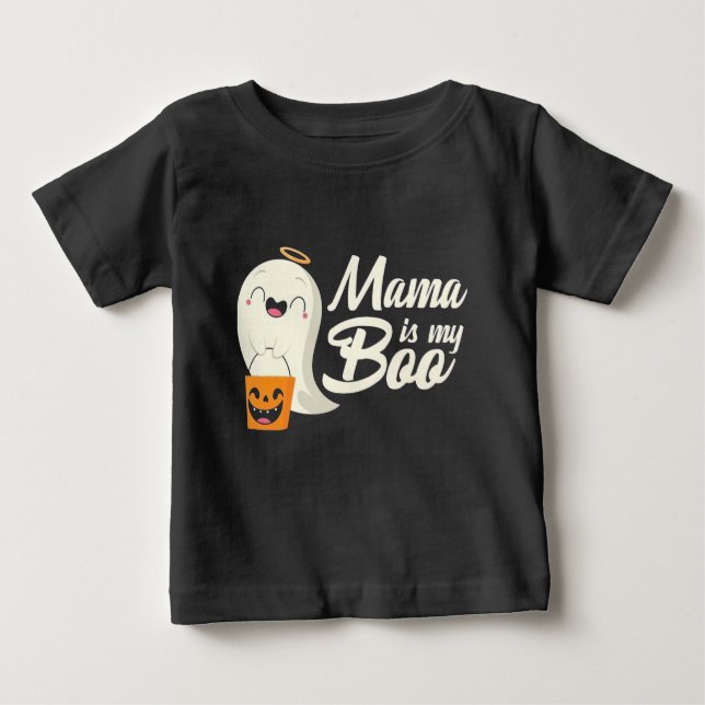 Mamma är min Boo Kids Baby först Halloween T Shirt (Framsida)