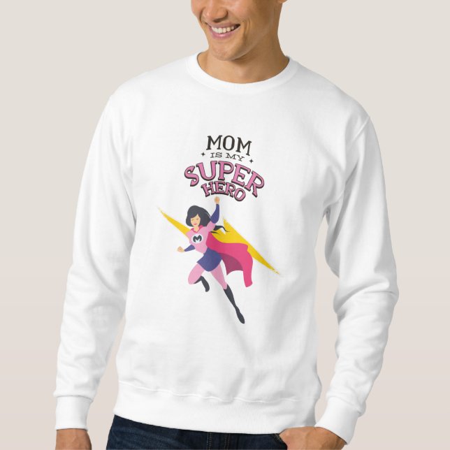 Mamma är min superhjälte lång ärmad tröja (Framsida)