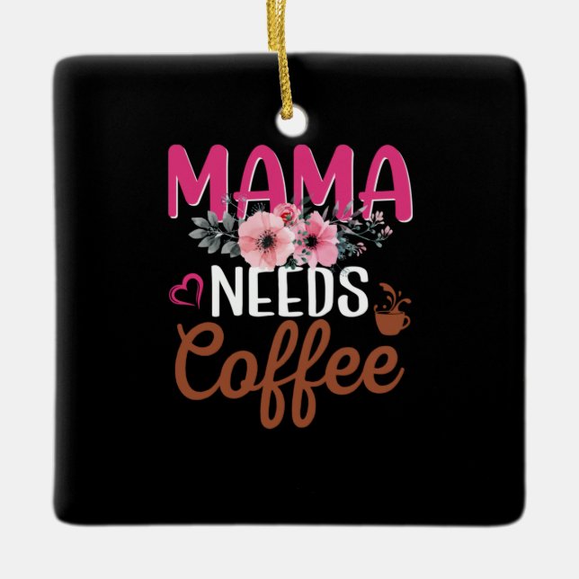 Mamma Art Mamma behöver kaffe Julgransprydnad Keramik (Framsida)