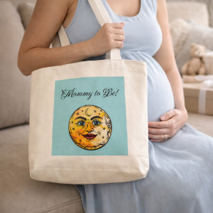 Mamma Att Bli Baby Shower-Gåva Måndesign Jumbo Tygkasse