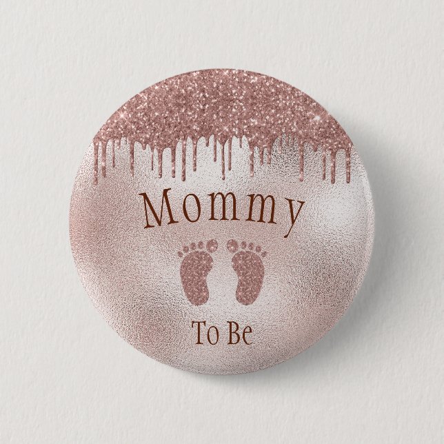 Mamma att bli babyåkare Rosa Girl Baby Feet-knapp Knapp (Framsida)