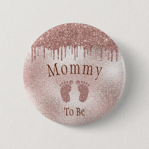 Mamma att bli babyåkare Rosa Girl Baby Feet-knapp Knapp