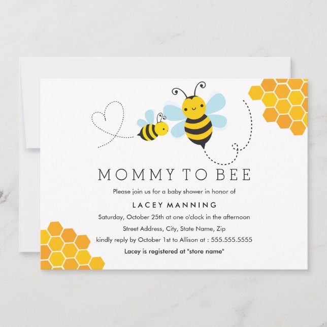 Mamma att bli Bumblebee Baby Shower Inbjudan (Framsida)