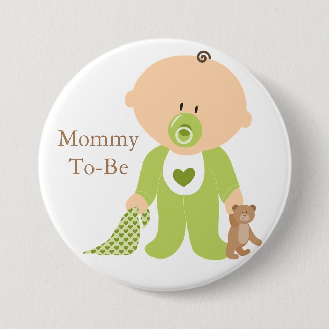 Mamma att bli grön baby knapp (Framsida)