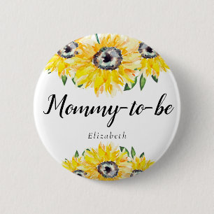 Mamma att bli ny mamma Solros Baby Shower-Blommigt Knapp