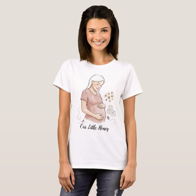 Mamma Att Vara Biffig Graviditetsannonsering T Shirt (Hel framsida)
