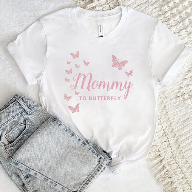 Mamma att vara, Butterflies baby Shower Personlig T Shirt (Skapare uppladdad)