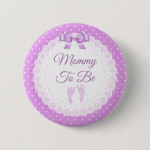 Mamma att vara Lila Baby Shower Knapp