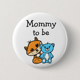 Mamma att vara Little Fox och Nalle Baby Shower Knapp