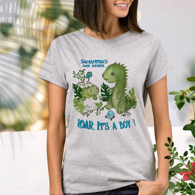 Mamma att vara ROAR, DET ÄR ETT KROPP! Dino Baby S T Shirt (Mommy To Be ROAR IT'S A BOY! Dino Baby Shower T-Shirt )