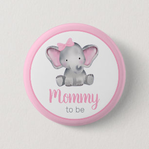 Mamma att vara Rosa Elephant Girl Baby Shower Butt Knapp