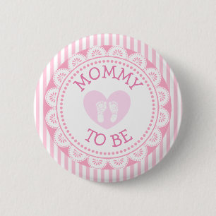 Mamma att vara Rosa Heart Baby Shower-knapp Knapp