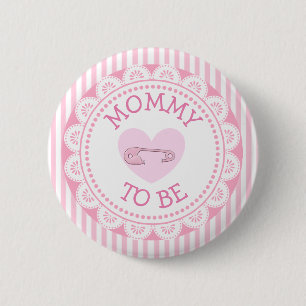 Mamma att vara Rosa Heart Baby Shower-knapp Knapp