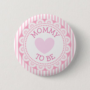 Mamma att vara Rosa Heart Baby Shower-knapp Knapp