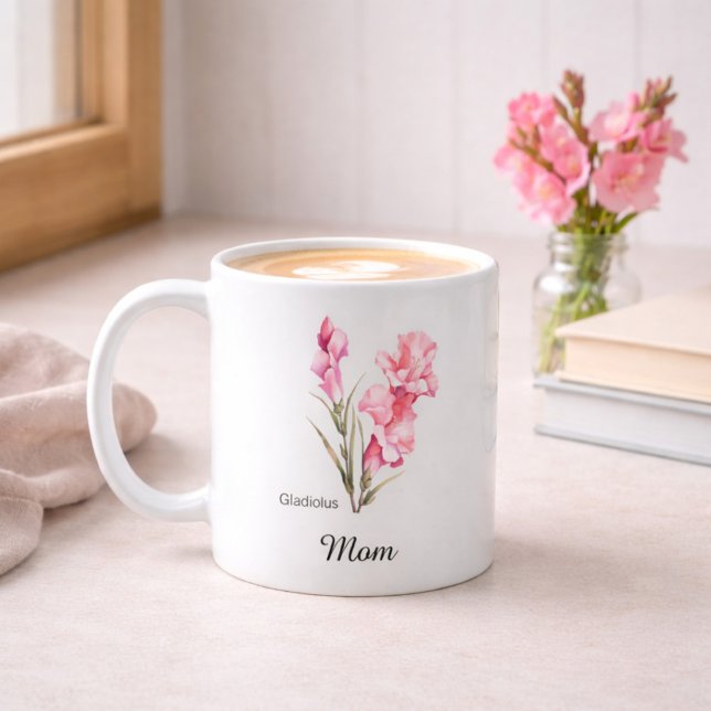 Mamma Augusti Födelsedagsblomma Gladiolus Kaffemugg (Skapare uppladdad)