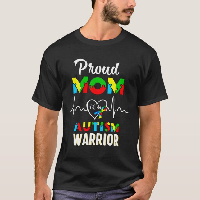 Mamma Autism Awareness Warrior T Shirt (Framsida)