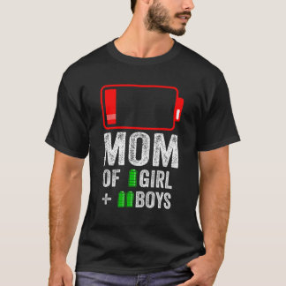 Mamma av 2 Boy 1-flicka från Mors dag Birthda T Shirt