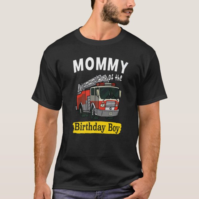 Mamma av Birthday Boy Fireman Firefighter Birt T Shirt (Framsida)