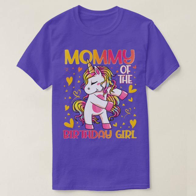 Mamma av Birthday Girl Flossing Unicorn Mamma Mo T Shirt (Design framsida)