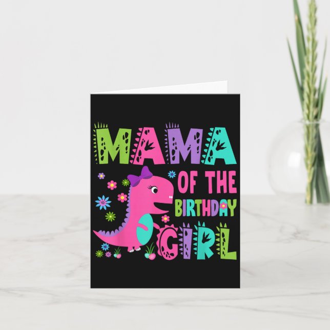 Mamma av Birthday Girl Saurus Rex Dinosaur Part Kort (Framsida)