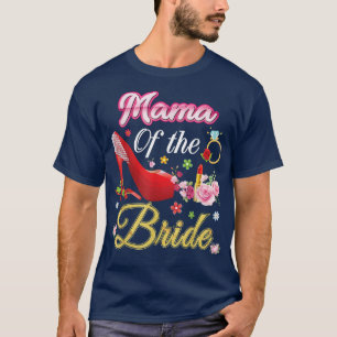 Mamma av blommans Rosa i Bride Lycklig Bröllop T Shirt
