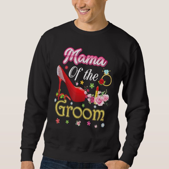 Mamma av Bröllop i Groom Lycklig-blomman, Rosa Lång Ärmad Tröja (Framsida)