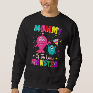 Mamma av den lilla familjen Monster som matchar fö Lång Ärmad Tröja