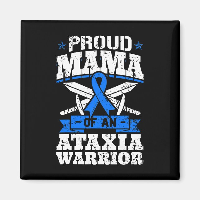 Mamma av en Ataxi Warrior Awareness Ribbon Dystaxi Magnet (Framsidan)
