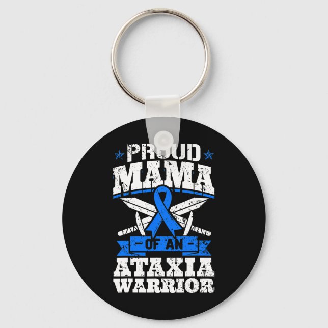 Mamma av en Ataxi Warrior Awareness Ribbon Dystaxi Nyckelring (Framsida)