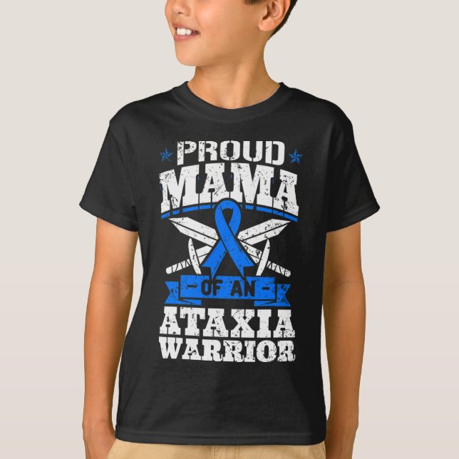 Mamma av en Ataxi Warrior Awareness Ribbon Dystaxi T Shirt (Framsida)