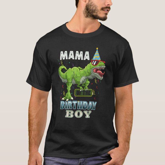 Mamma av födelsedag Rex Dinosaur Birthday Par T Shirt (Framsida)
