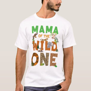 Mamma av födelsedag Vild en Safari Birthday Boy T Shirt