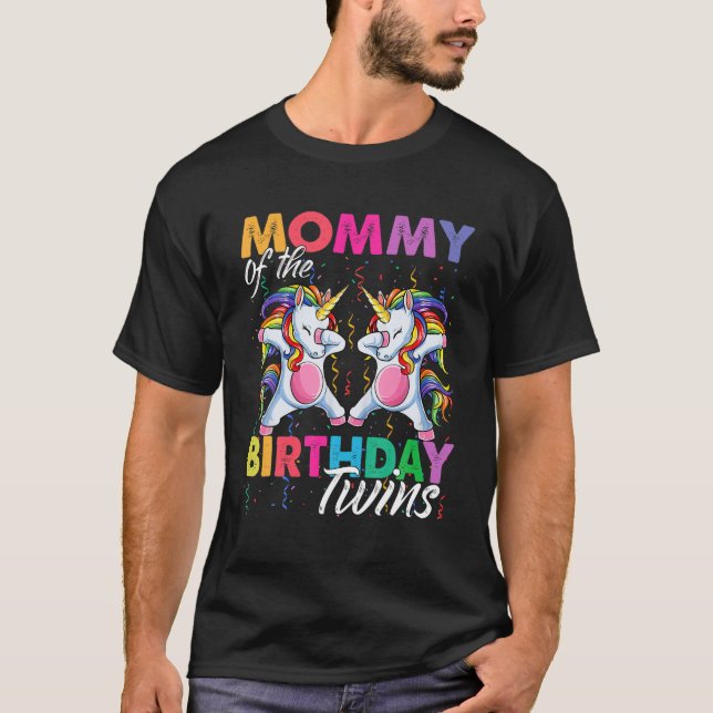 Mamma av födelsedagsdagen Twillingar Boy Girl Dabb T Shirt (Framsida)