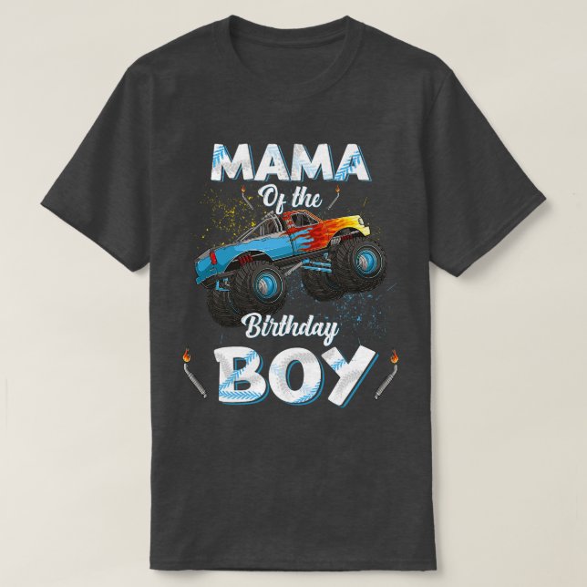 Mamma av födelsedagskorgsmonster Lastbil Bday Wome T Shirt (Design framsida)