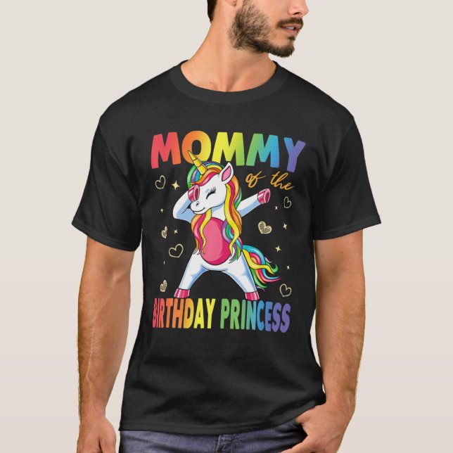 Mamma av födelsedagspaktusen Dabbing Unicorn Gir T Shirt (Framsida)