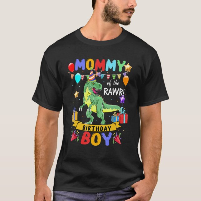 Mamma av födelsedagspojken Dinosaur Raptor T Shirt (Framsida)