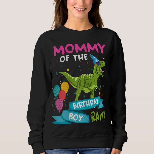 Mamma av födelsedagspojken T-Rex RAWR Dinosaur Bir T Shirt (Framsida)